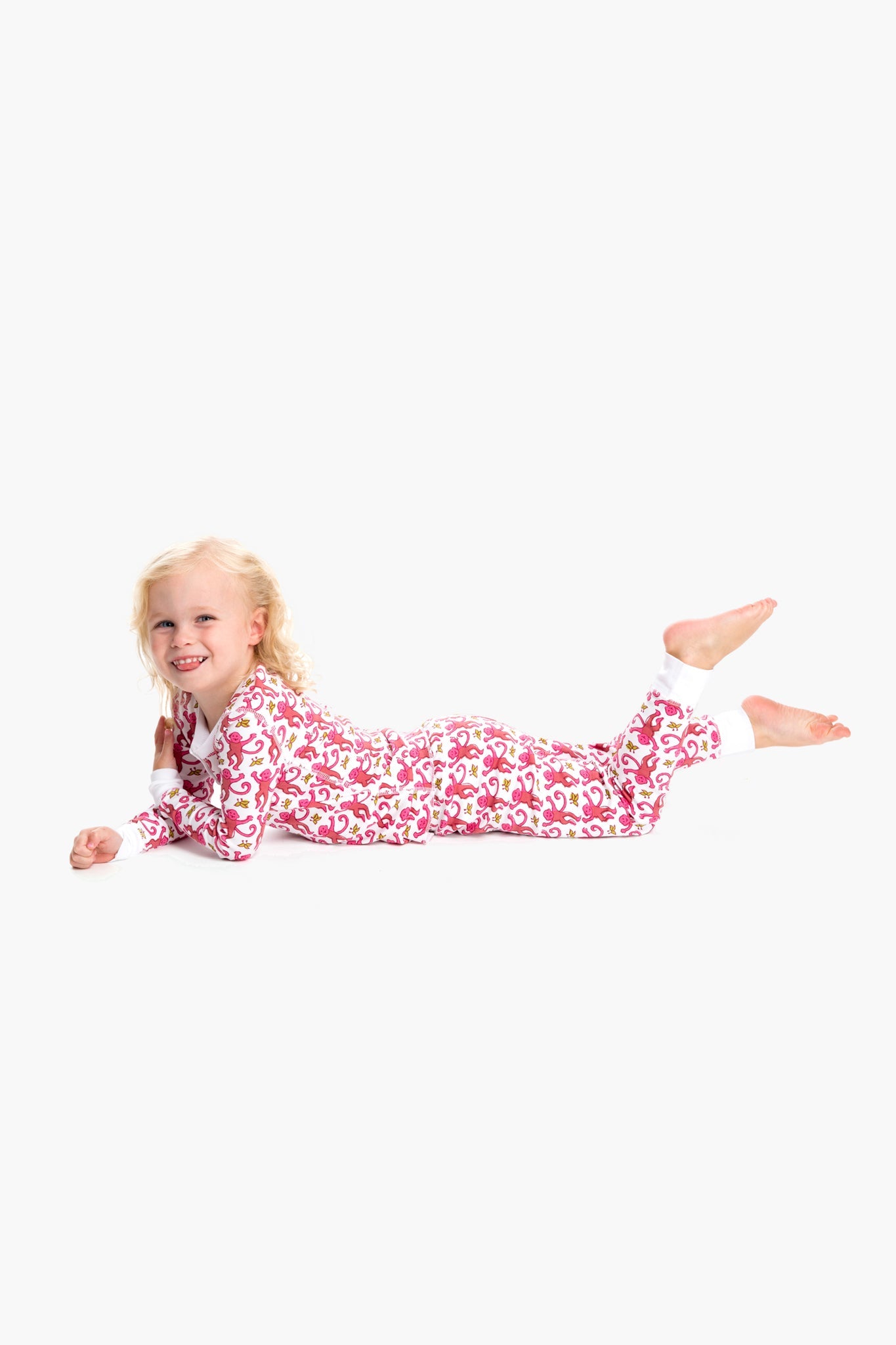Pink Kid's Monkey Pajama Set