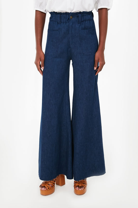 Organic Indigo Hemp Tulip Wide Leg Jeans